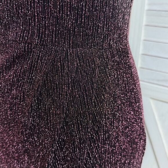 Greylin Jackie Metallic Knit Mock Neck Sheath Dress Purple Small Party Cocktail - Picture 7 of 16